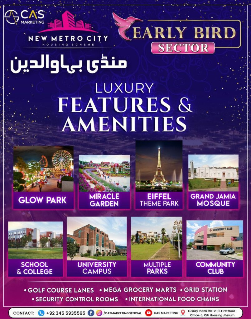 New Metro City Bahauddin, Early Bird Sector, Features and Amenities